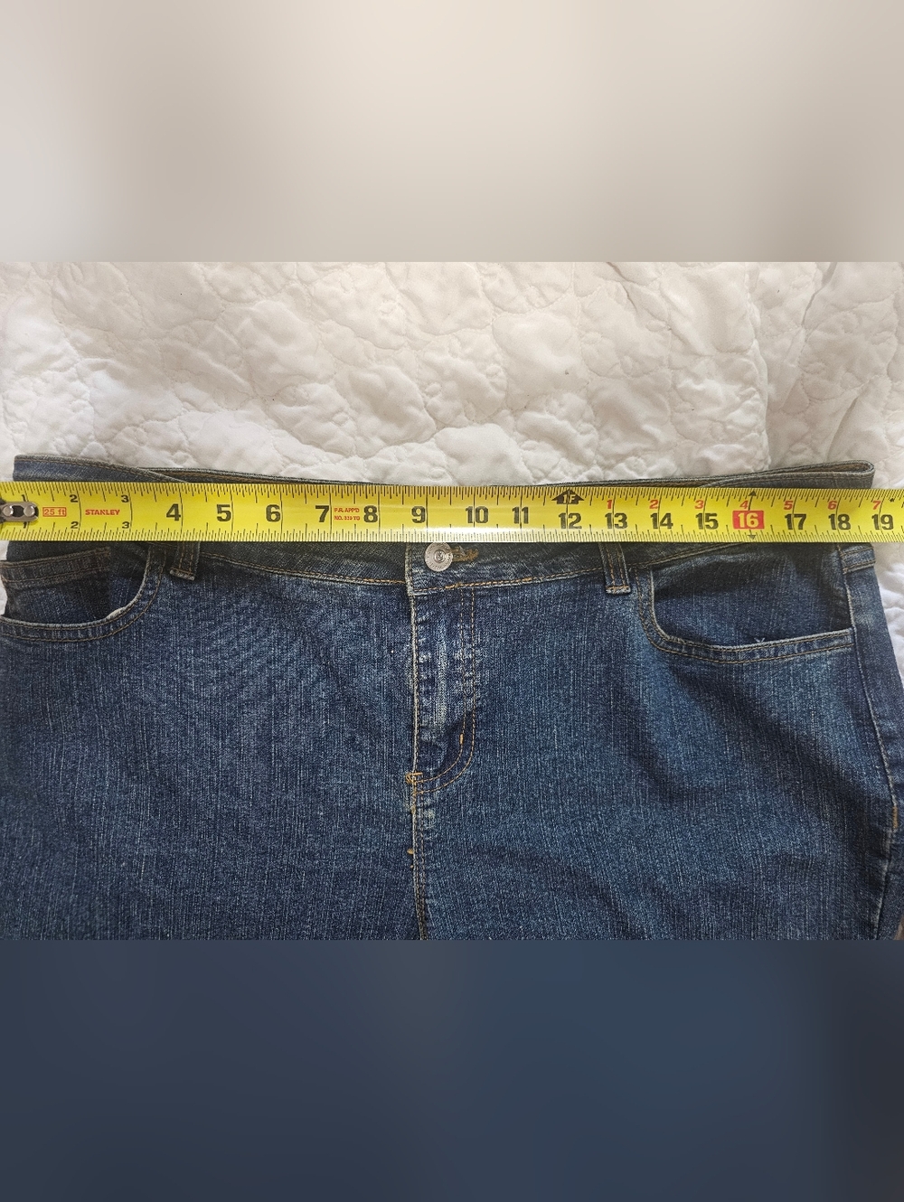 Boston Proper Dark Blue Denim Jeans Pants embroidered floral Sequins Sz 16 - Picture 9 of 10